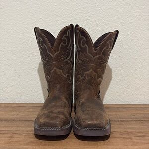 Justin’s Brown Western Cowboy Boots Steel Toe